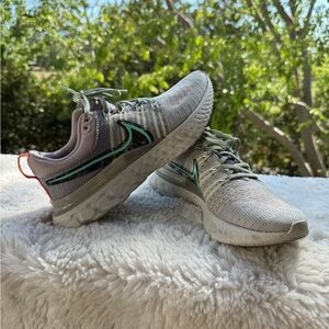 Nike Gray and Green Running Shoes